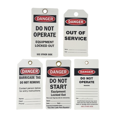 Apparecchiature industriali bloccate Pvc Safety Lockout Tag Tag di avvertimento