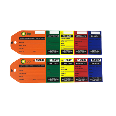Etichetta con flangia con logo stampato personalizzato in PVC, plastica resistente, impermeabile, etichetta di sicurezza