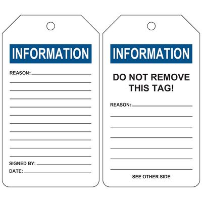 Tag informativo in plastica impermeabile con stampa personalizzata e materiale PVC resistente per avvertimento di sicurezza