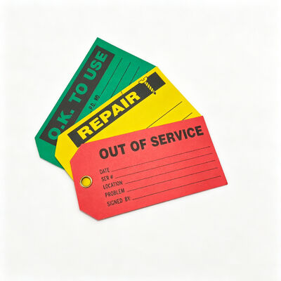 Etichetta di sicurezza LOTO impermeabile personalizzata in PVC per lo stato delle attrezzature, etichetta di avviso di manutenzione della macchina per Lockout Tagout