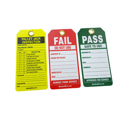 Etichetta di sicurezza LOTO impermeabile personalizzata in PVC per lo stato delle attrezzature, etichetta di avviso di manutenzione della macchina per Lockout Tagout